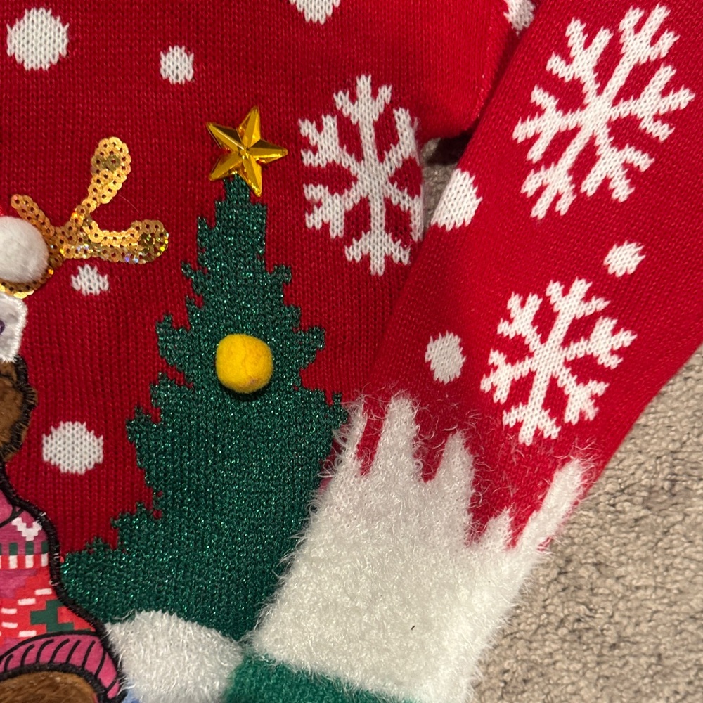 Festive Red Christmas Sweater with Bear Design - Picture 4 of 6